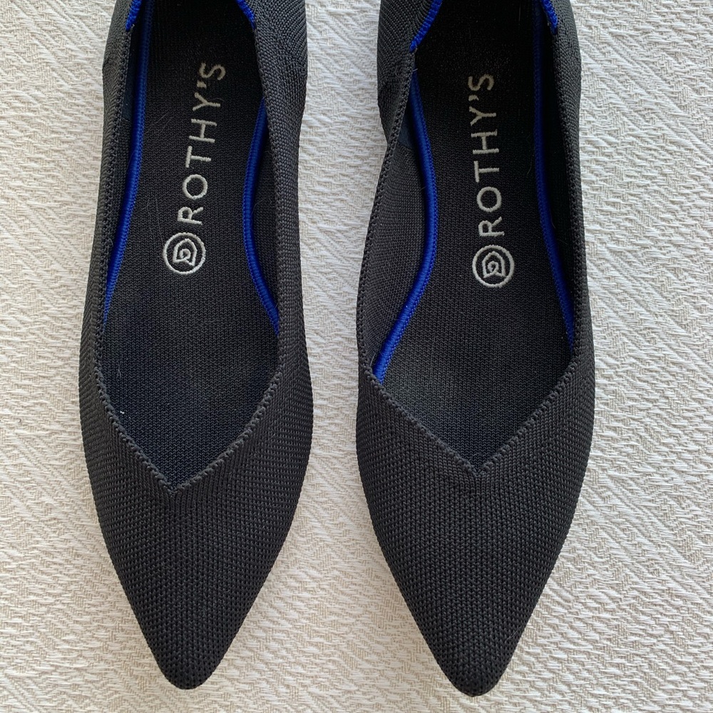 Rothys the point in black, worn less than 5x 9
